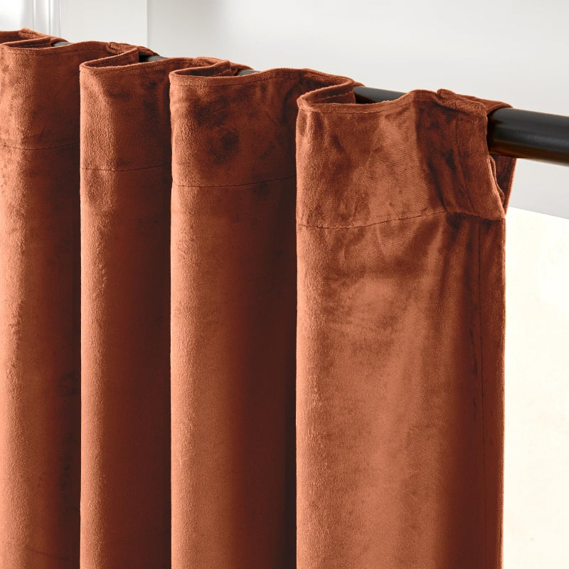 Lazzzy Burnt Orange Blackout Velvet Curtains 84 Inch Long Thermal Insulated Room Darkening Curtain Drapes Luxury Back Tab Window Treatments for Bedroom Living Room 2 Panels, 52 x 84 Inch, Caramel - Image 3