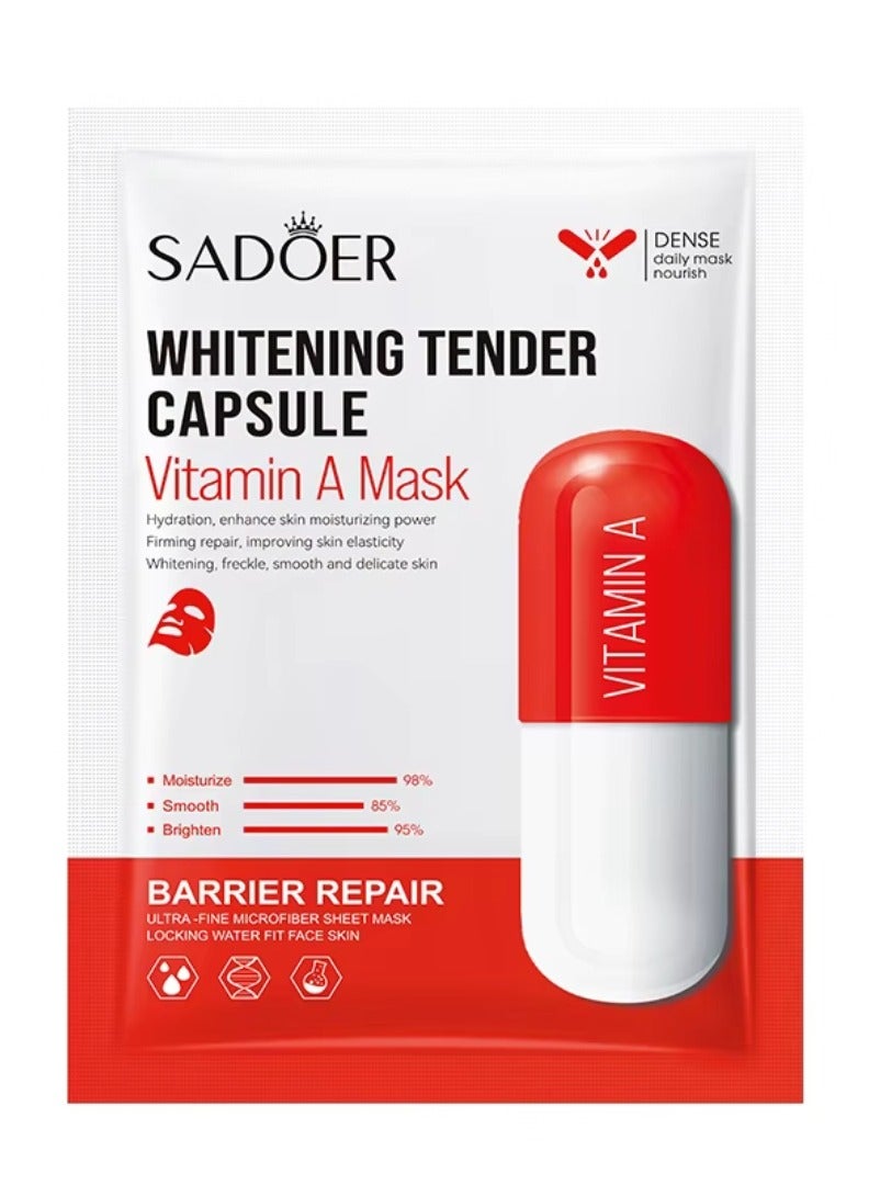 SADOER 10 Pcs Whitening Tender Capsule Vitamin A Mask Set Hydration Moisturizing Firming Repair Whitens Freckle Smooth Skin Facial Mask Brighten Skin Care Sheet Face Mask for Women and Men Water Fit Face Skin - Image 2