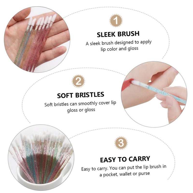 Disposable Lip Gloss Applicator Brush and Lipstick Applicator Wands, 350pcs Crystal Handle, Portable Makeup Lip Brush Set for Professional and Personal Use Style - Image 3