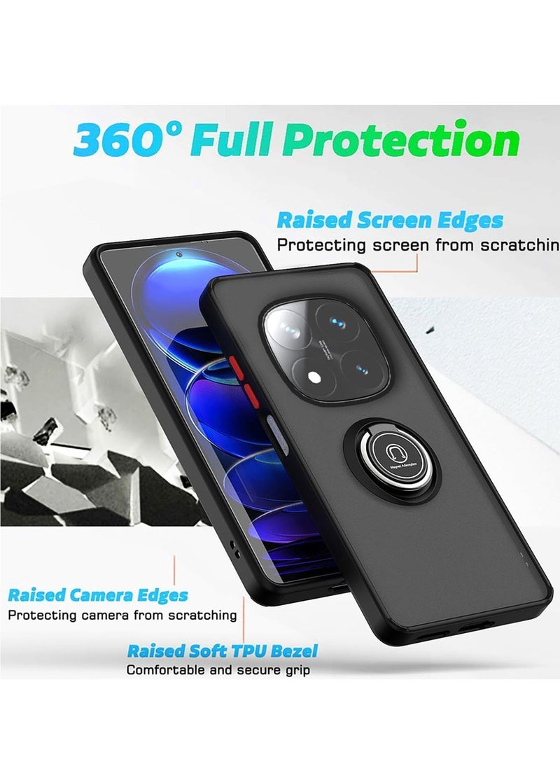 BORTONY Xiaomi Redmi Note 14 Pro Plus 5G Rotational Metal Ring Grip Kickstand Cover Magnetic Car Mount Holder Case Shockproof TPU Bumper for Redmi Note 14 Pro Plus 5G - Image 4