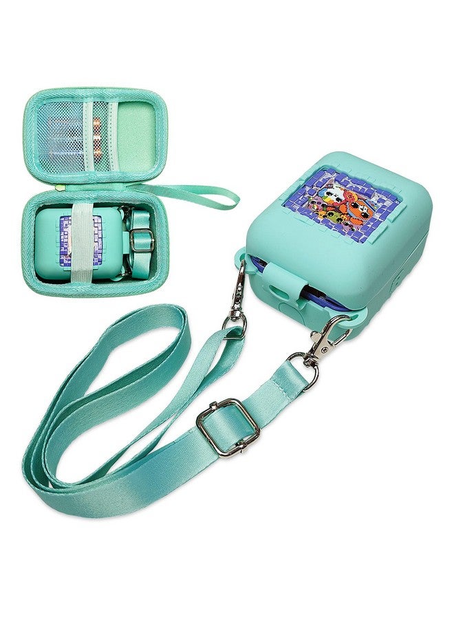 جي سي باين حقيبة حمل صلبة وغطاء سيليكون لحقيبة الحيوانات الأليفة الرقمية التفاعلية Bitzee، حقيبة إكسسوارات للحيوانات الأليفة الإلكترونية الافتراضية Bitzee (أزرق مخضر) - Image 5