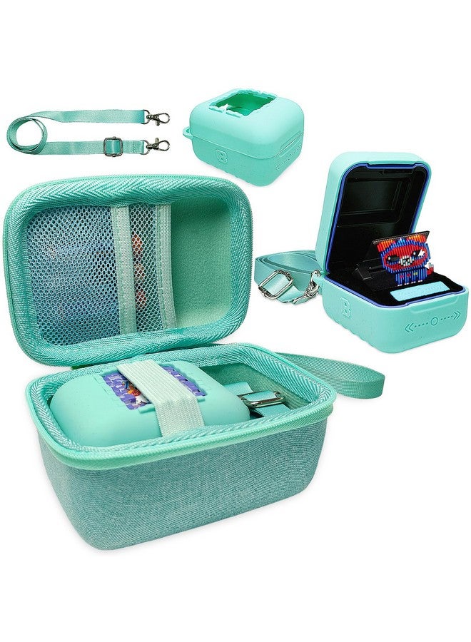 جي سي باين حقيبة حمل صلبة وغطاء سيليكون لحقيبة الحيوانات الأليفة الرقمية التفاعلية Bitzee، حقيبة إكسسوارات للحيوانات الأليفة الإلكترونية الافتراضية Bitzee (أزرق مخضر) - Image 1