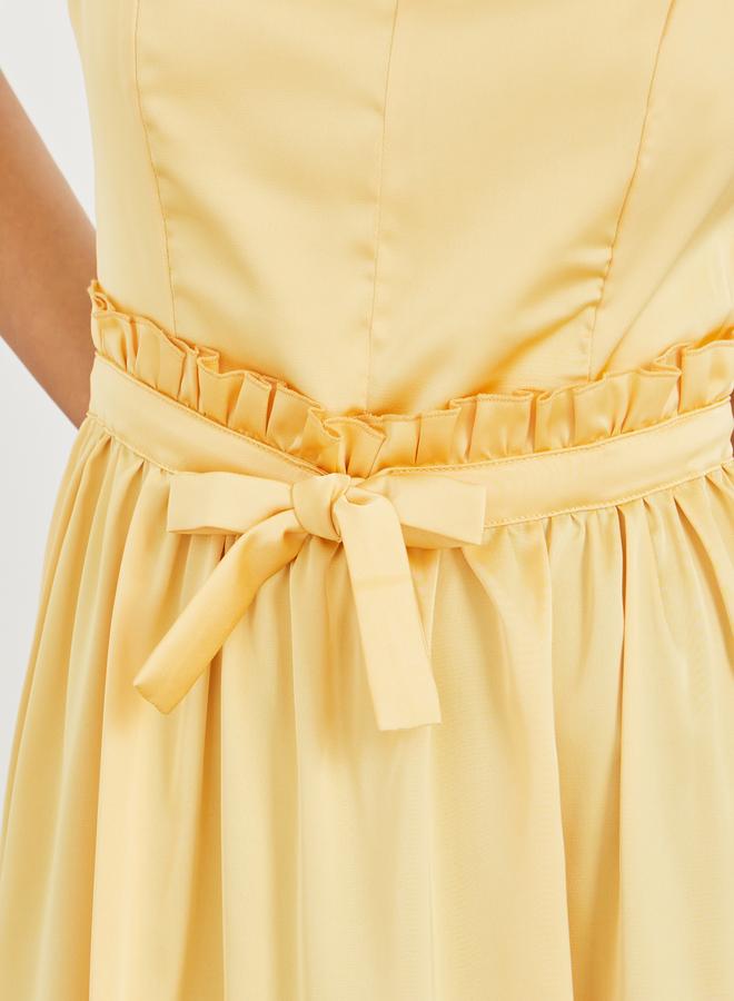 Styli Solid Sleeveless Notch Neck A-Line Midi Dress - Image 5