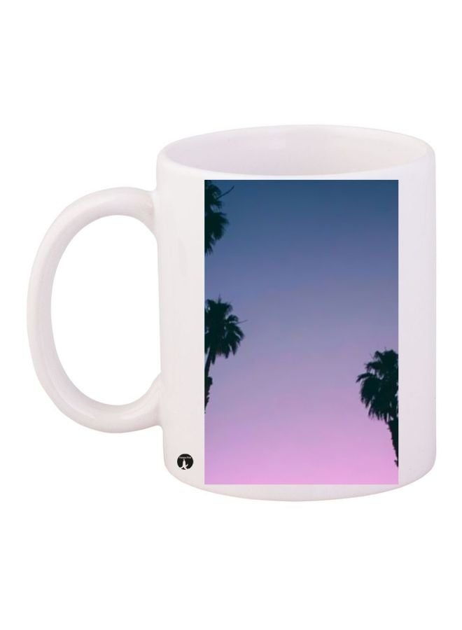 RYN Twilight Sky Printed Coffee Mug White/Grey/Pink 11ounce