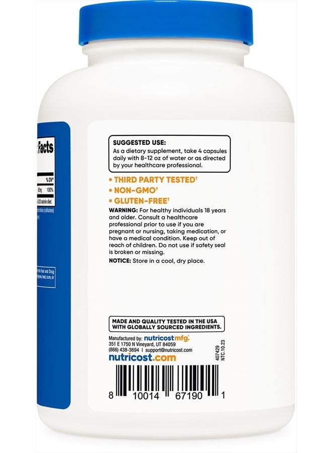 Nutricost سترات المغنيسيوم 420 ملغ، 240 كبسولة نباتية - 60 حصة، خالية من الغلوتين، غير معدلة وراثيًا، مناسبة للنباتيين - Image 4