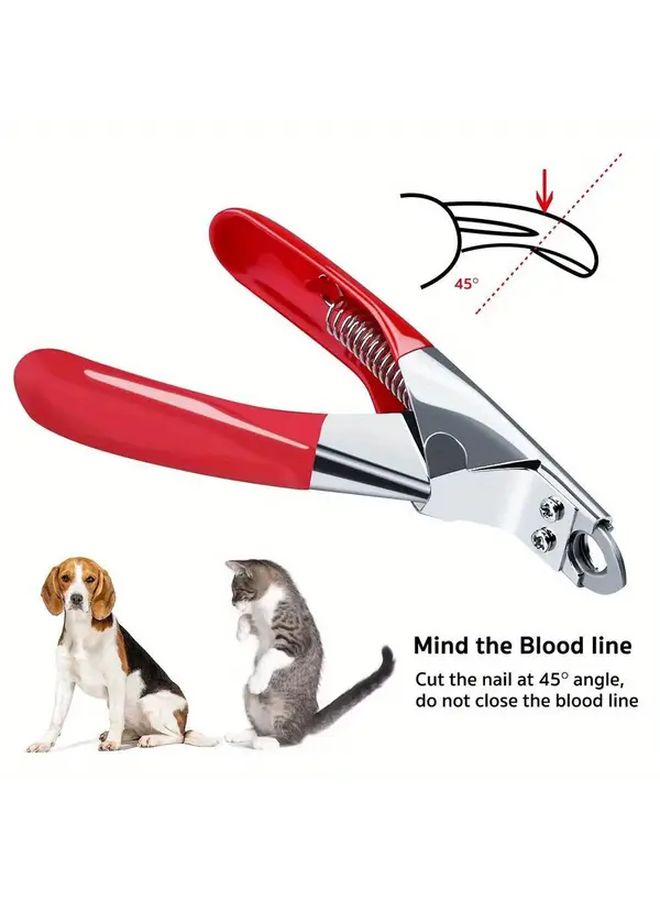Red Stainless Steel Pet Nail Clippers For Dogs And Cats Safe Easy Grip With Safety Stop - Image 5