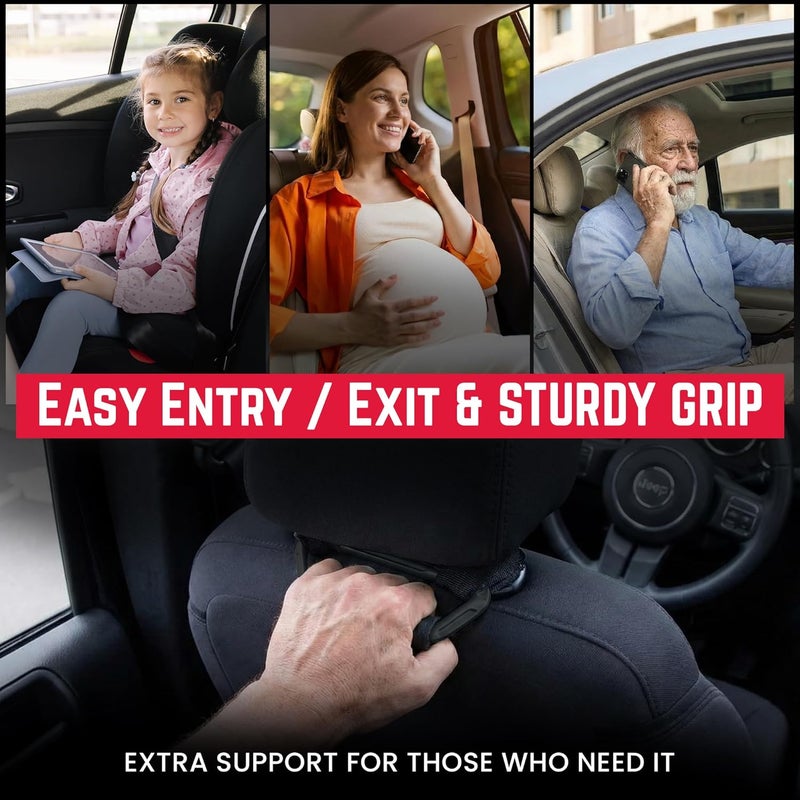 GPCA GP BackGrip PRO, Headrest Car Passenger Hand Grip for Truck & Car Wrangler JL JT JK Handle for Offroad, Kids & Seniors, Patented Jeep Accessories, Aluminum, Jet Black, 2-Pack - Image 3