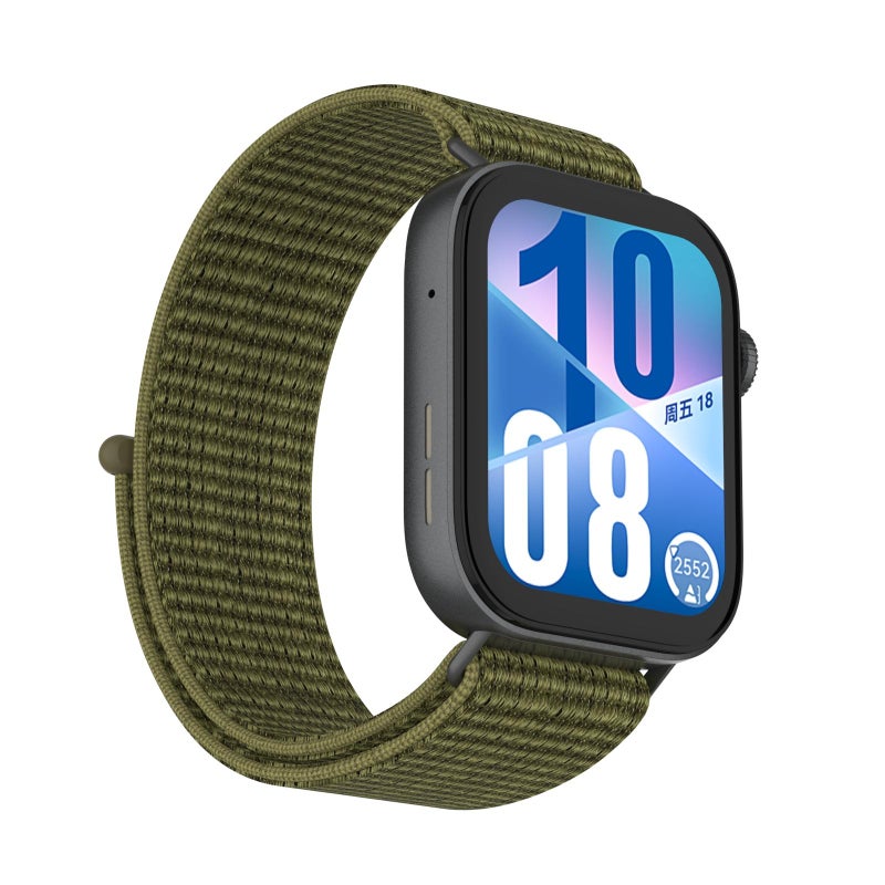 إيروريكس سوار ساعة هواوي واتش فيت 4 برو من النايلون مزود بخطاف وحلقة (لون زيتوني) - Image 1