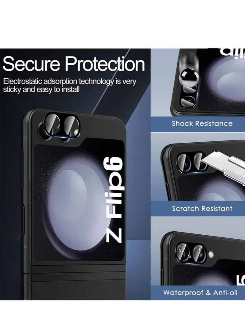 إكس ليفيل 3 حزمة سامسونج غالاكسي ض فليب 6 حامي الشاشة ، 9H حامي عدسة الكاميرا ، ومكافحة الخدش القضية ودية 3D تغطية كاملة خفف من الزجاج عدسة الكاميرا حماية الغطاء - Image 3