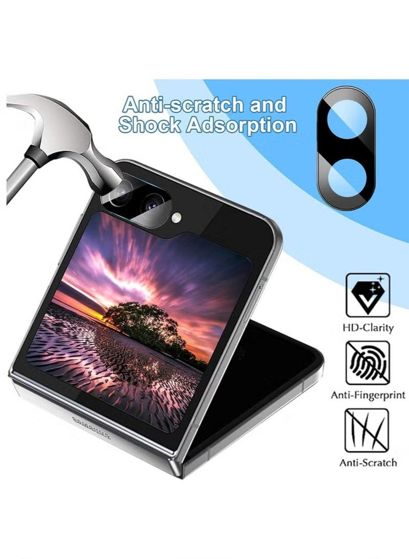 إكس ليفيل 3 حزمة سامسونج غالاكسي ض فليب 6 حامي الشاشة ، 9H حامي عدسة الكاميرا ، ومكافحة الخدش القضية ودية 3D تغطية كاملة خفف من الزجاج عدسة الكاميرا حماية الغطاء - Image 2