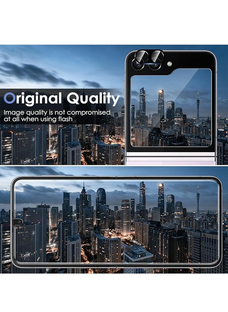 إكس ليفيل 3 حزمة سامسونج غالاكسي ض فليب 6 حامي الشاشة ، 9H حامي عدسة الكاميرا ، ومكافحة الخدش القضية ودية 3D تغطية كاملة خفف من الزجاج عدسة الكاميرا حماية الغطاء - Image 4