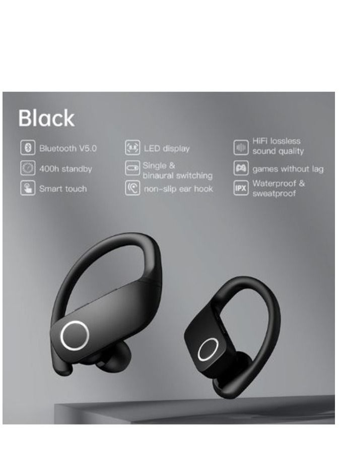 sanag Z9 Sports Wireless Bluetooth Earphones Ear Hook Waterproof Running Fitness Earbuds HIFI AAC BLACK - Image 3