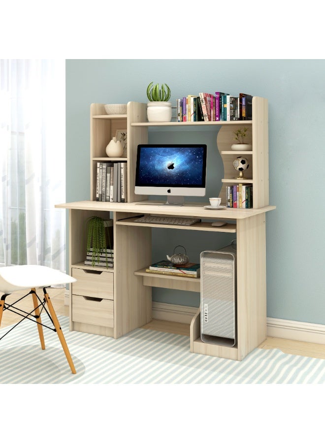 Computer Desk with Drawers, Study Writing Desk with Bookshelf, PC Gaming Table, 110 * 45cm Home Office Desk & Workstation with Storage Shelves, A162S - Image 1