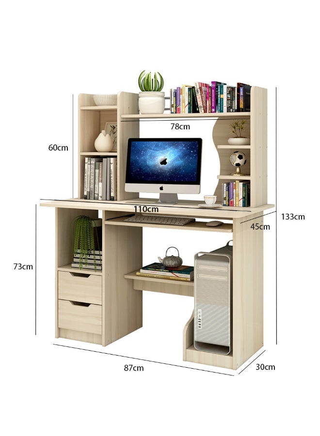 Computer Desk with Drawers, Study Writing Desk with Bookshelf, PC Gaming Table, 110 * 45cm Home Office Desk & Workstation with Storage Shelves, A162S - Image 2