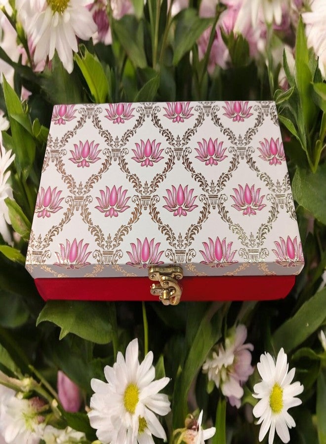 Premium Decorative Designer MDF Gifting Cash Box for Wedding Shagun Cash Jewelry Money Envelope Geometric Acrylic design (Floral Pink) - Image 4