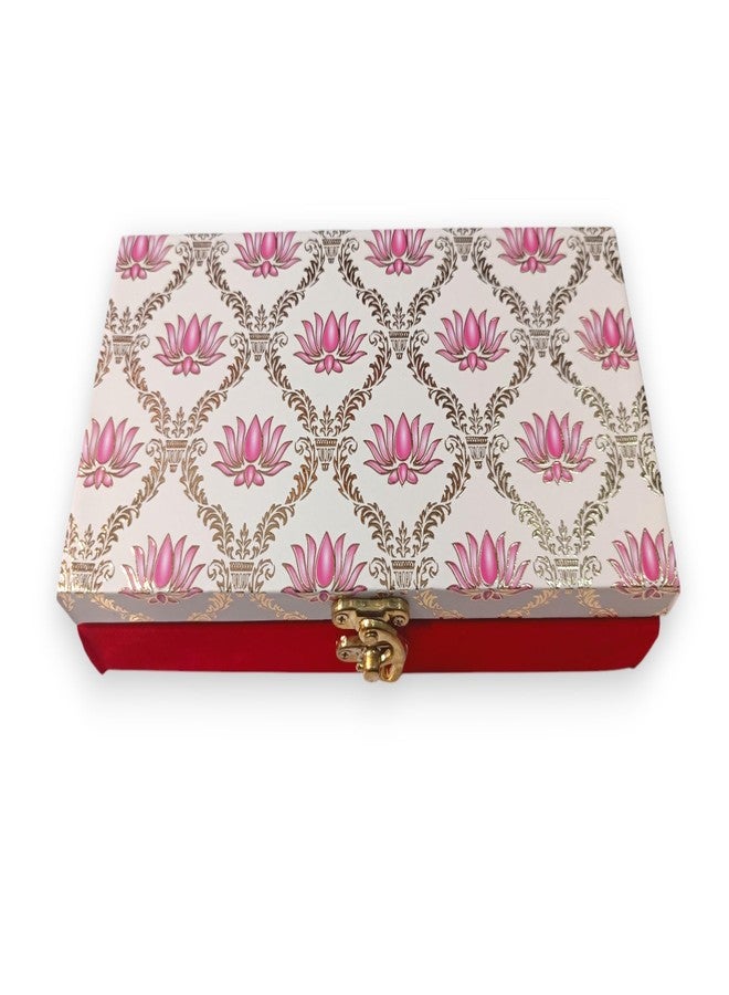 Premium Decorative Designer MDF Gifting Cash Box for Wedding Shagun Cash Jewelry Money Envelope Geometric Acrylic design (Floral Pink) - Image 1