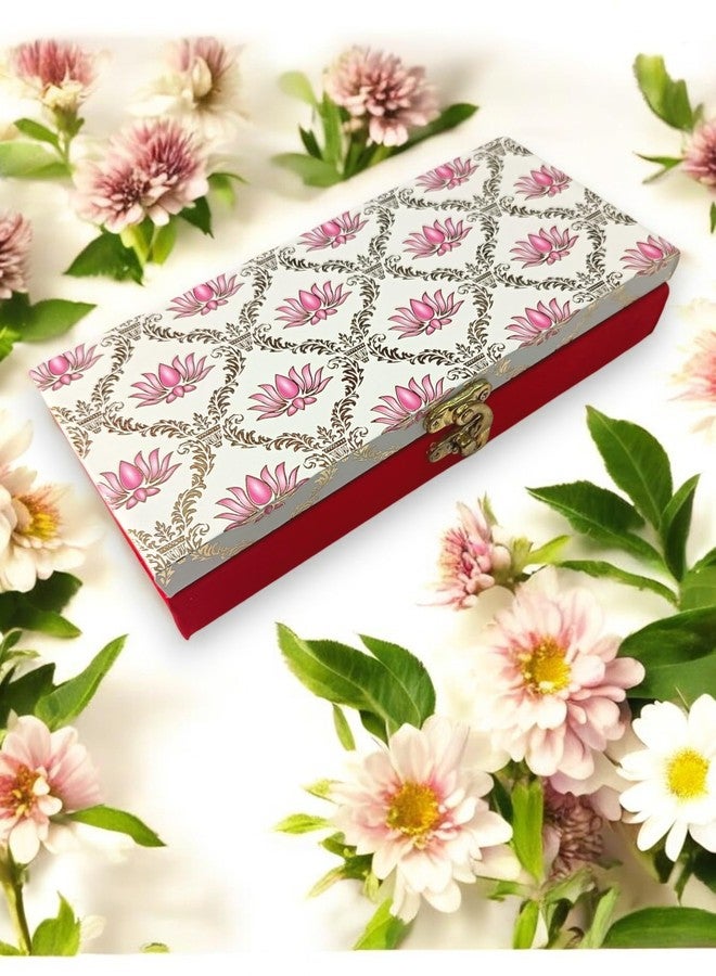 Premium Decorative Designer MDF Gifting Cash Box for Wedding Shagun Cash Jewelry Money Envelope Geometric Acrylic design (Floral Pink) - Image 2
