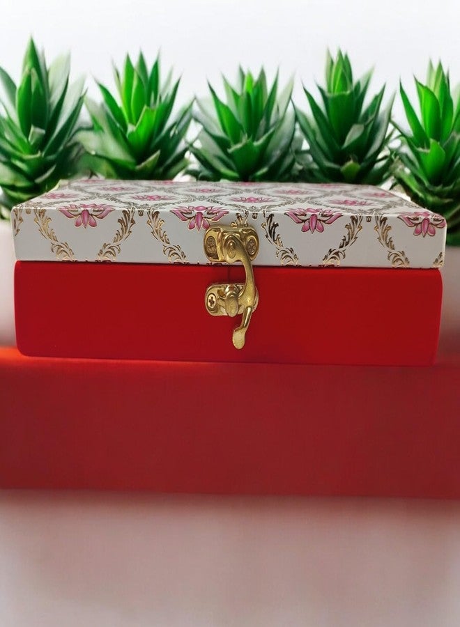 Premium Decorative Designer MDF Gifting Cash Box for Wedding Shagun Cash Jewelry Money Envelope Geometric Acrylic design (Floral Pink) - Image 5