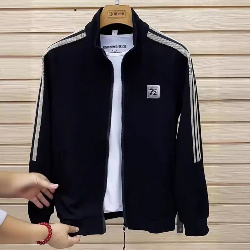 High-End Stitching Striped Sweater Suit Men'S Autumn Leisure Sports Fast Hand Shake Sound Explosion Men'S Two-Piece Suit - Image 2