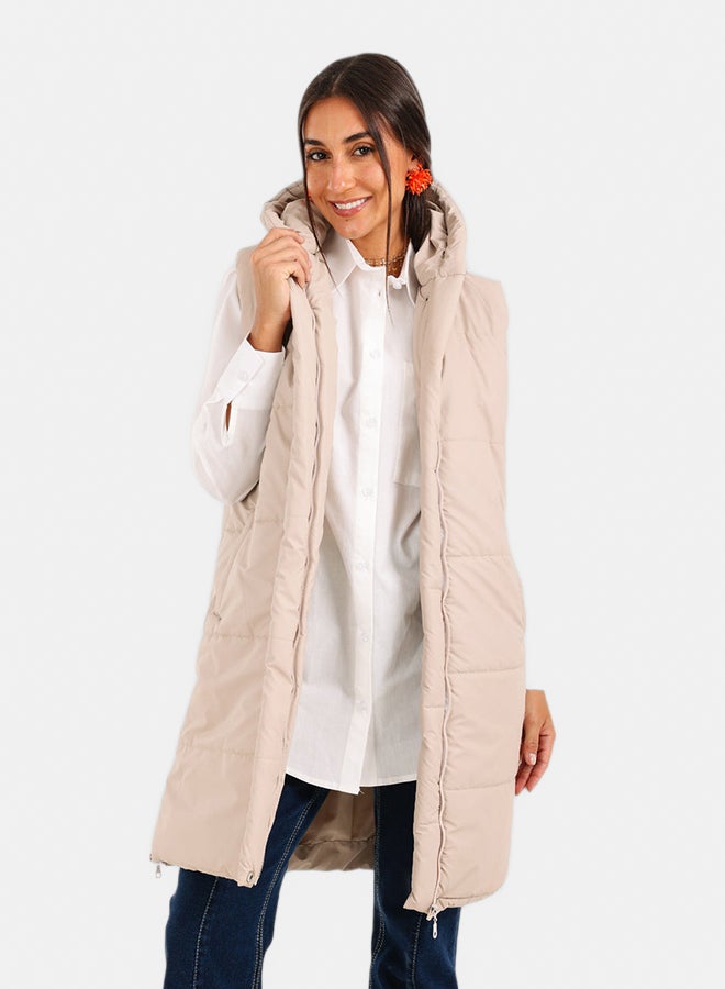 Carina Hooded Long Puffer Vest - Image 1