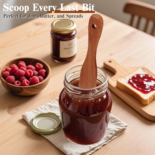 Azureblue 4Pcs Skinny Spurtle for Sourdough Starter, Reaching Bottom of Jars, Dough Whisk, Stirring, Mixing, Spreading, Wooden Stir Spurtles, Kitchen Tools for NonStick Cookware, Gift for Sourdough Lovers - Image 5