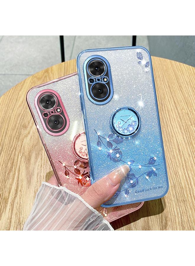 اس-توب جراب لهاتف Realme C67 4G جراب هاتف شامل بحلقة زهرة خالدة لامعة متدرجة اللون - Image 4