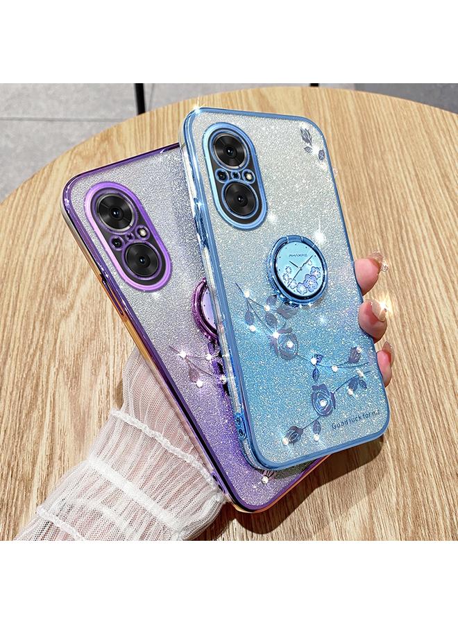 اس-توب جراب لهاتف Realme C67 4G جراب هاتف شامل بحلقة زهرة خالدة لامعة متدرجة اللون - Image 3