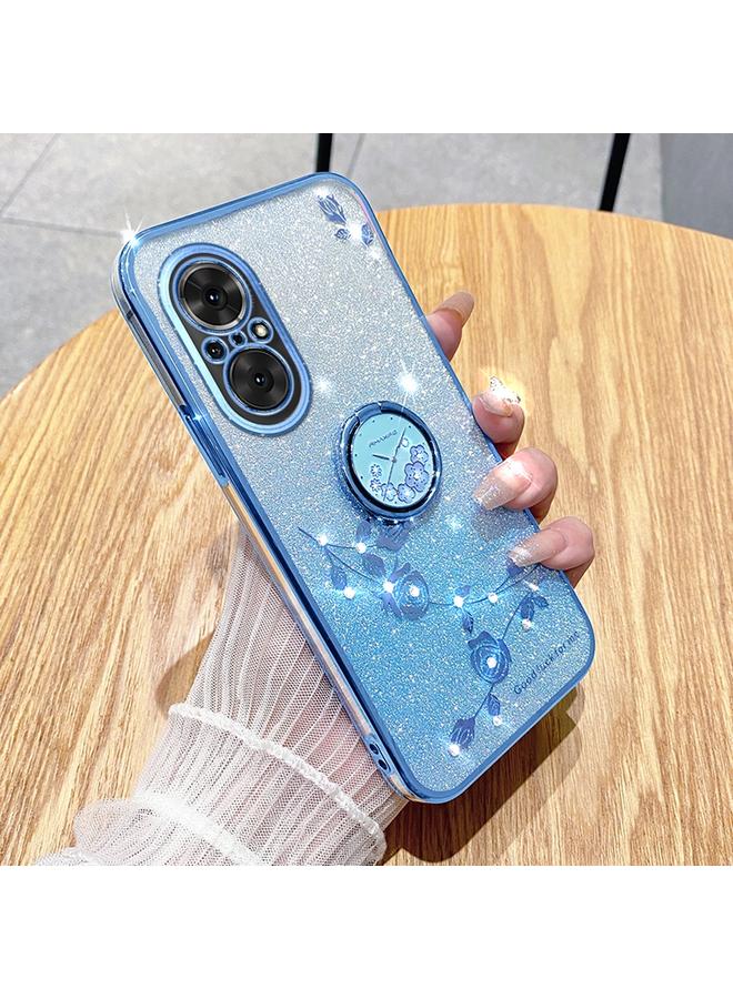 اس-توب جراب لهاتف Realme C67 4G جراب هاتف شامل بحلقة زهرة خالدة لامعة متدرجة اللون - Image 1