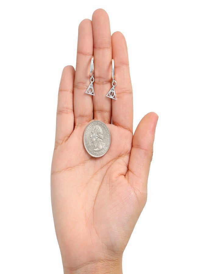 Harry Potter Women's Hoop Earrings with Dangle Deathly Hallows Charm - Harry Potter Jewelry Gifts - Image 4