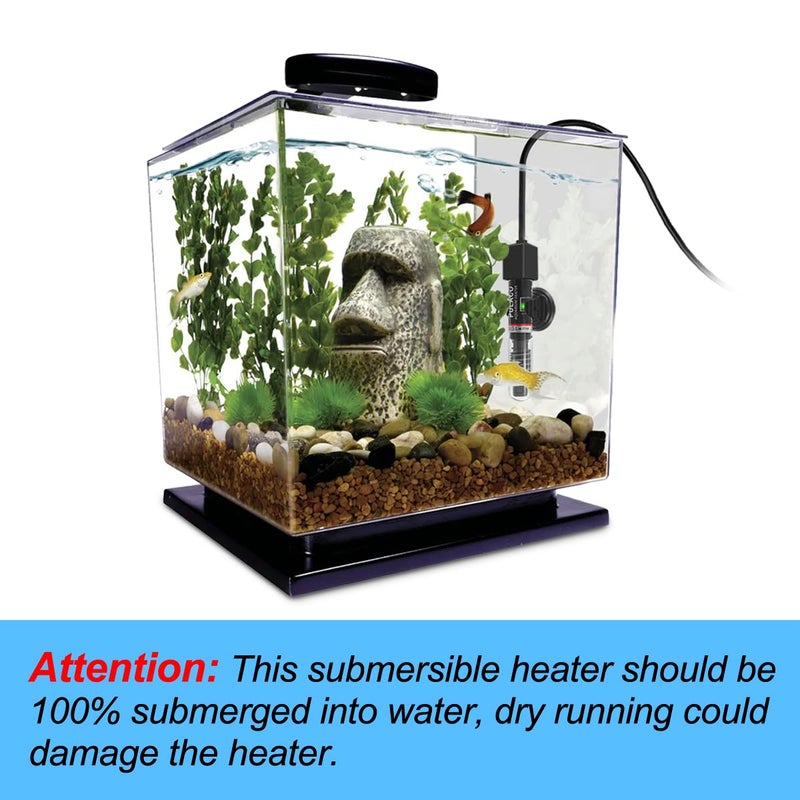 PULACO 25Watt Mini Aquarium Submersible Betta Heater with Free Thermometer Strip for 1-6 Gallon Fish Tanks (Preset Temperature 78â„‰) - Image 2