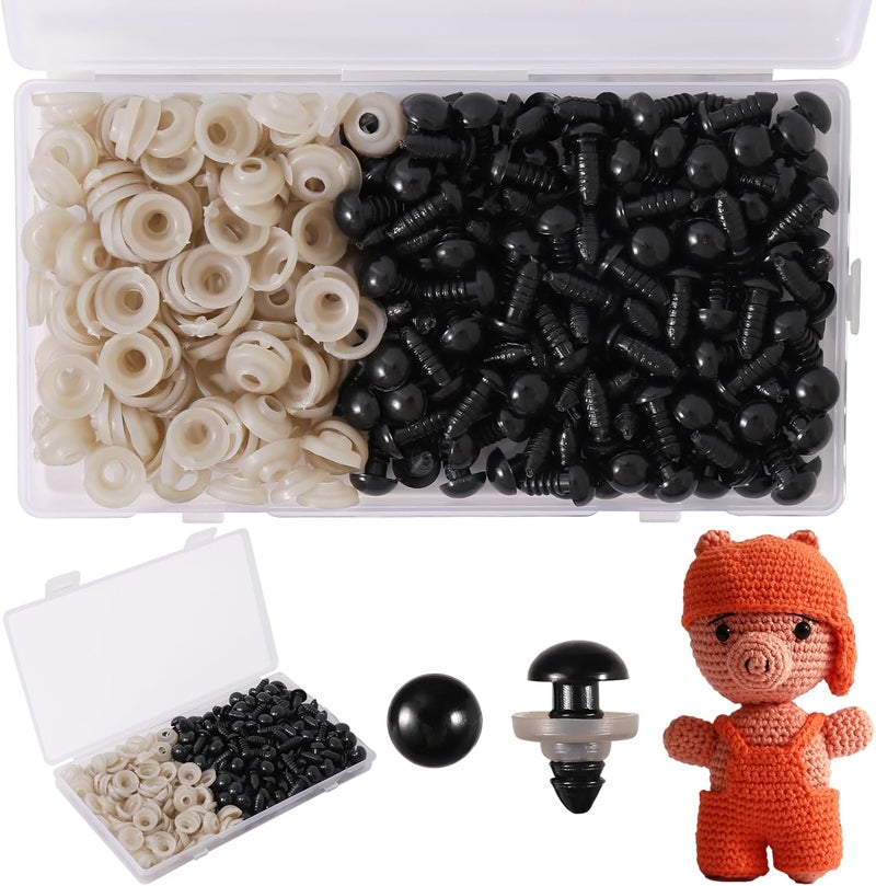 Vanblue Safety Eyes 260PCS 9mm Plastic Black Craft Eyes with Washers Teddy Bear Eyes for Amigurumi Stuffed Animals Crochet Toys Crafts Making Halloween Decorations - Image 1