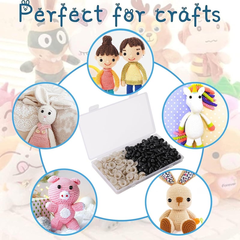 Vanblue Safety Eyes 260PCS 9mm Plastic Black Craft Eyes with Washers Teddy Bear Eyes for Amigurumi Stuffed Animals Crochet Toys Crafts Making Halloween Decorations - Image 4