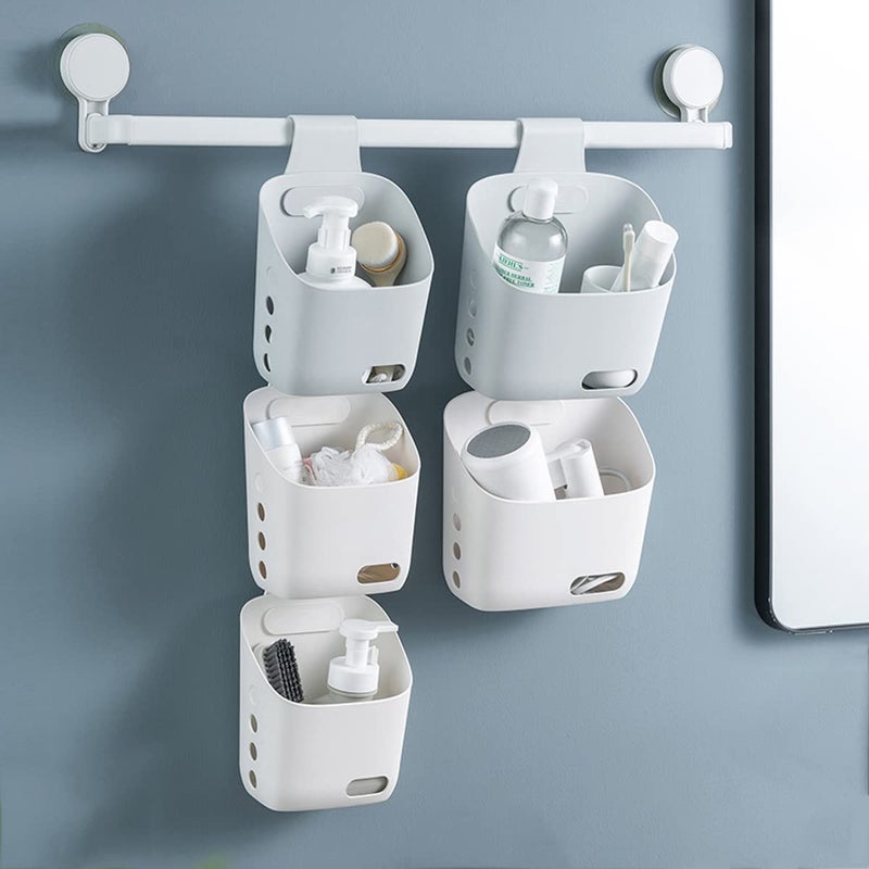 MORNITE 3 Pcs Hanging Shower Basket Caddy Portable Walll Storage Organizer with Hooks for Bathroom Kithcen Dorm College White