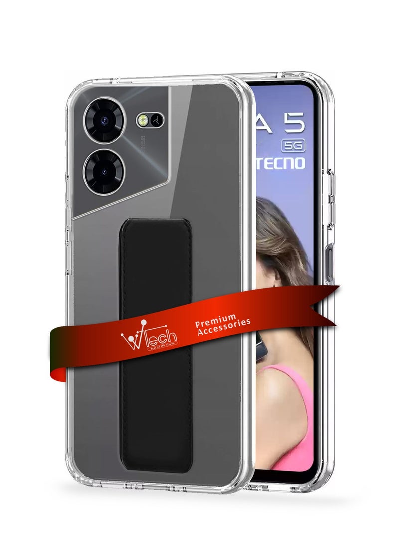 Wtech TPU Hand Grip Air Pillow Case Cover For Tecno Pova 5 4G 2023 Clear/Black  - Image 1