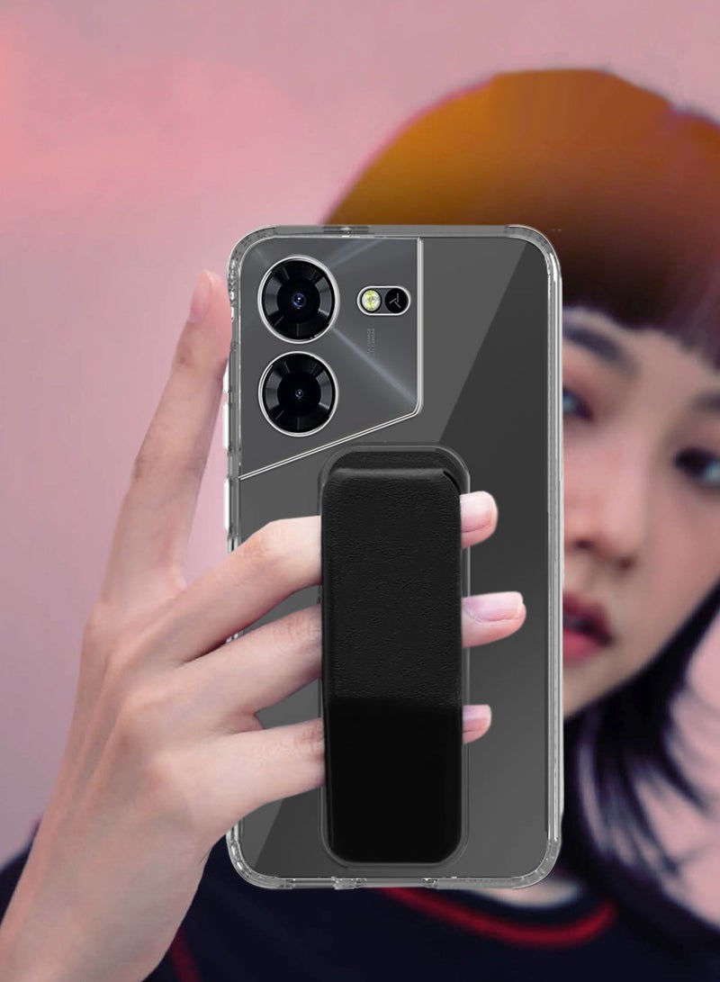 Wtech TPU Hand Grip Air Pillow Case Cover For Tecno Pova 5 4G 2023 Clear/Black  - Image 3