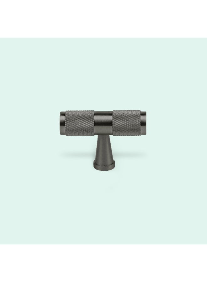 CINCINNO مقبض سحب T-Cincinno Celestis المصنوع من النحاس الأصفر الصلب مع نمط الخدش 15x50mm مع ضمان لون لمدة 2 سنة - أنيق ودائم للأدراج، خزائن المطبخ والأثاث (تشطيب رمادي معدني) - Image 1