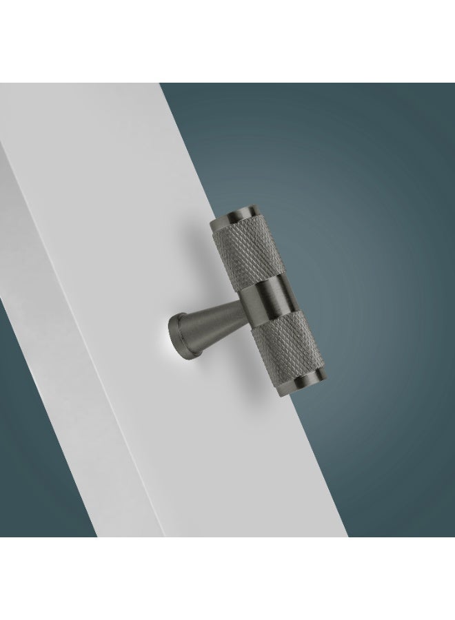 CINCINNO مقبض سحب T-Cincinno Celestis المصنوع من النحاس الأصفر الصلب مع نمط الخدش 15x50mm مع ضمان لون لمدة 2 سنة - أنيق ودائم للأدراج، خزائن المطبخ والأثاث (تشطيب رمادي معدني) - Image 4