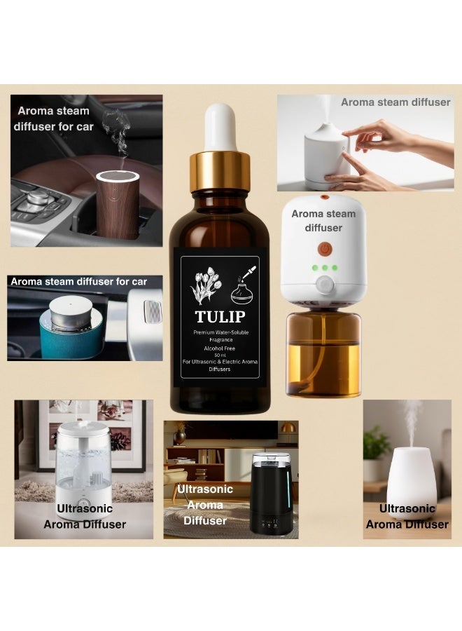 توليب عطر التيوليب المركز للفواحات الكهربائية والبخاريه والالتراسونيك - (زجاجه اعاده الملئ) 50 مل - خالٍ من الكحول - ثبات قوي - آمن صحيًا - Image 3