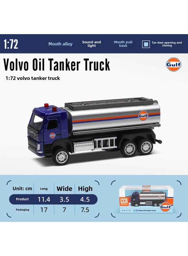 True Gulf Oil Station Joint Genuine Alloy Car Model Huili Acousto-Optic Simulation Racing Car Decoration Wholesale-Color:1-72 Volvo Tank Truck  - Image 1