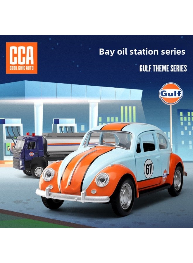 True Gulf Oil Station Joint Genuine Alloy Car Model Huili Acousto-Optic Simulation Racing Car Decoration Wholesale-Color:1-72 Volvo Tank Truck  - Image 2