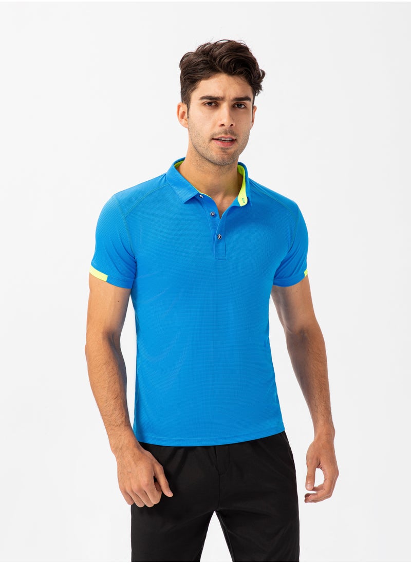 Loquat Men Quick Dry Breathable Elastic T-Shirt Lake Blue  - Image 1