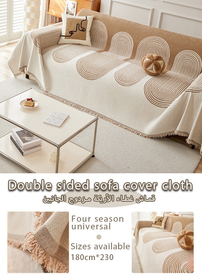 Poxvalzor Sofa Slipcover 3 Seater Sofa Cover Double Side Couch Covers Washable Sofa Blanket,sofa towel,Four season universal sofa cover,High end modern Nordic sofa cover with Bu Chenier anti cat scratch feature,Super Stretchable Wrinkle-free Full Coverage Couch Slipcover Exquisitely Detailed Slip Flexible Resistant Jacquard Sofa Cover Cream 180*230cm - Image 1