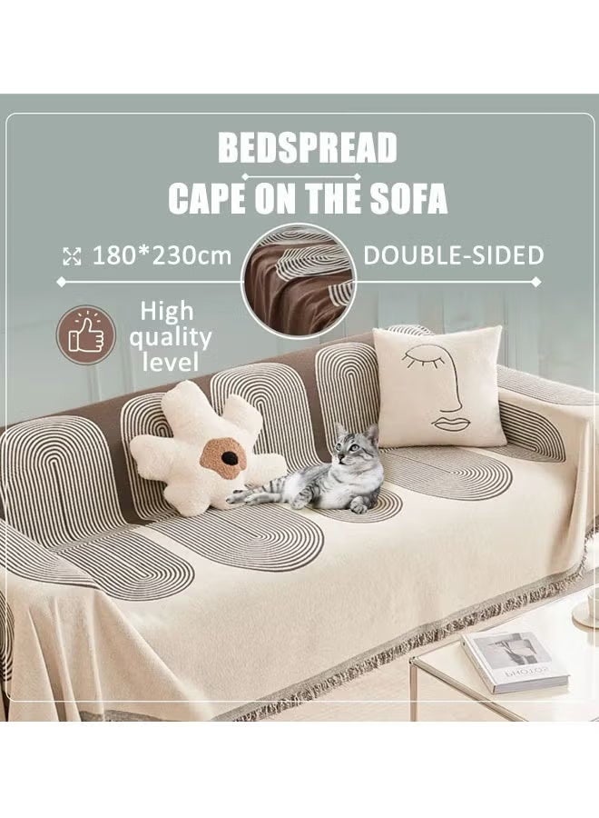 Poxvalzor Sofa Slipcover 3 Seater Sofa Cover Double Side Couch Covers Washable Sofa Blanket,sofa towel,Four season universal sofa cover,High end modern Nordic sofa cover with Bu Chenier anti cat scratch feature,Super Stretchable Wrinkle-free Full Coverage Couch Slipcover Exquisitely Detailed Slip Flexible Resistant Jacquard Sofa Cover Cream 180*230cm - Image 3