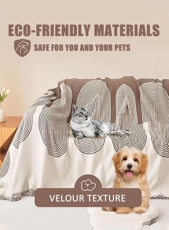 Poxvalzor Sofa Slipcover 3 Seater Sofa Cover Double Side Couch Covers Washable Sofa Blanket,sofa towel,Four season universal sofa cover,High end modern Nordic sofa cover with Bu Chenier anti cat scratch feature,Super Stretchable Wrinkle-free Full Coverage Couch Slipcover Exquisitely Detailed Slip Flexible Resistant Jacquard Sofa Cover Cream 180*230cm - Image 4