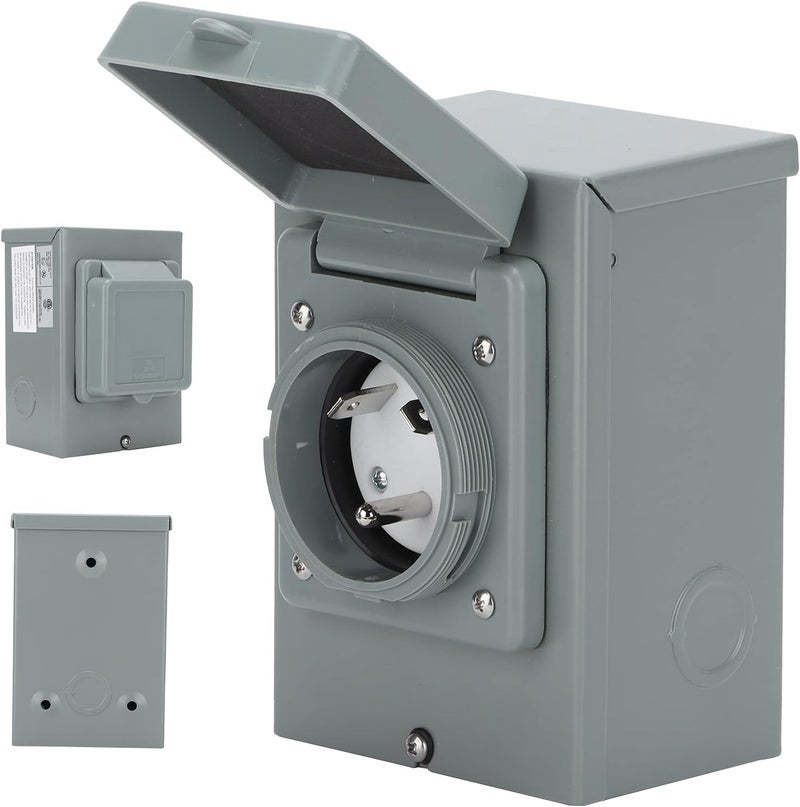 aqxreight 30A Generator Power Inlet Box 125V 3750W Weatherproof Socket Accessory for RVs, Outdoor Use, Compatible with 30A Generator Line - Image 3