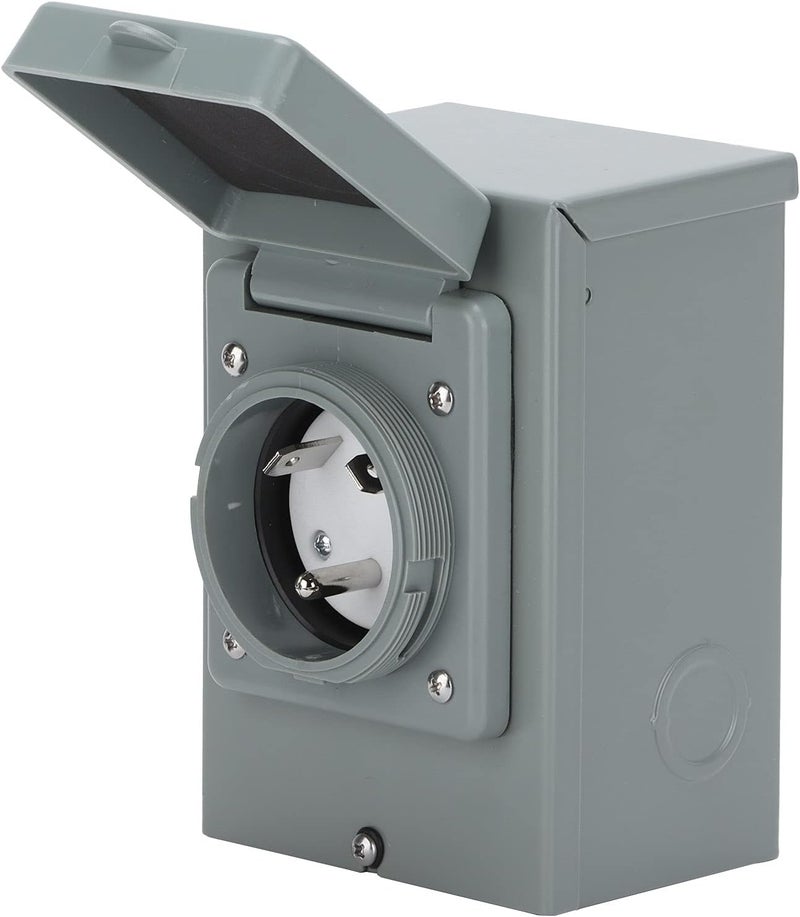 aqxreight 30A Generator Power Inlet Box 125V 3750W Weatherproof Socket Accessory for RVs, Outdoor Use, Compatible with 30A Generator Line - Image 2