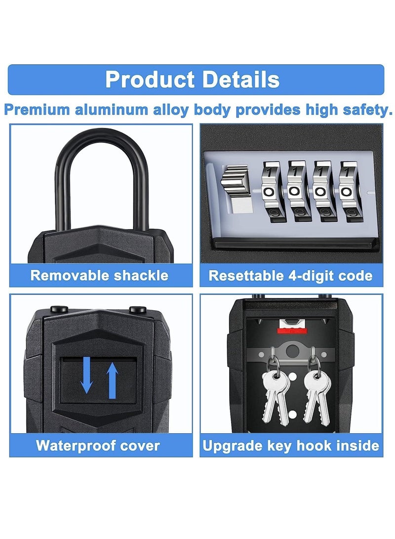 Y&D Key Lock Box for Outdoor, Safe Keybox Large Share or Storage Spare House Keys and Car Key, Padlock Rental Black  - Image 2