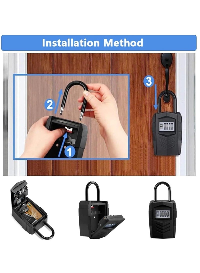 Y&D Key Lock Box for Outdoor, Safe Keybox Large Share or Storage Spare House Keys and Car Key, Padlock Rental Black  - Image 5