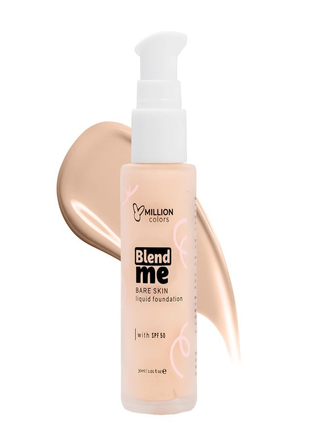 Million Colors Foundation With SPF50 for Face Makeup | Liquid Foundation for Oily and Dry Skin | Lightweight Matte Finish | Waterproof Long-Lasting Makeup | All Skin Types | Ivory 02, 30ml - Image 1