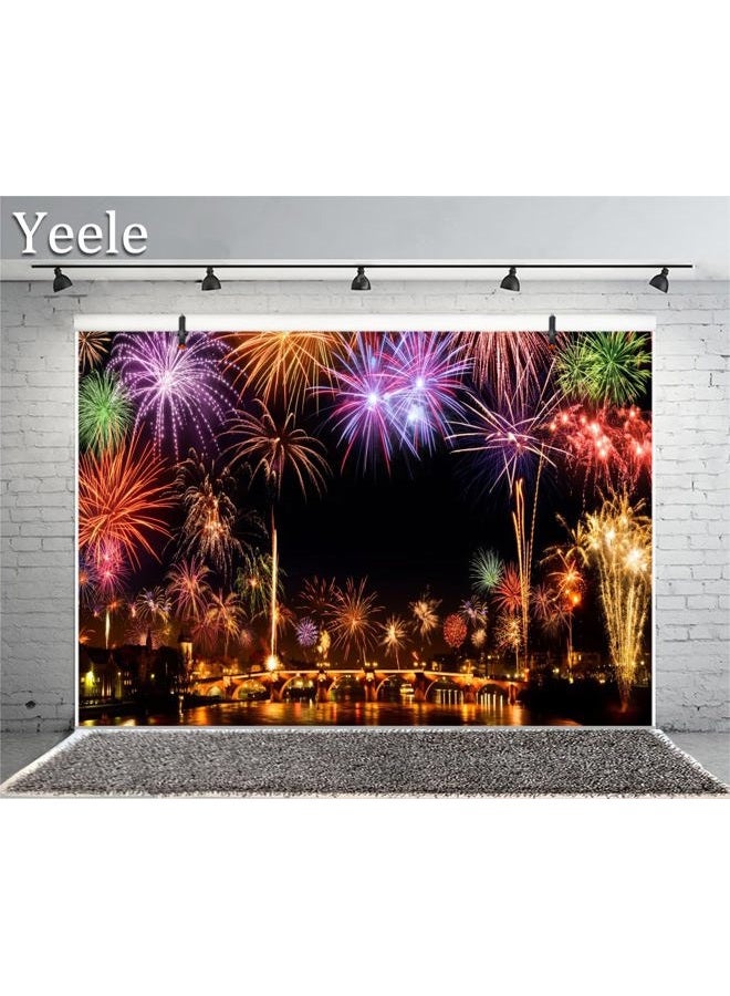 Yeele 7x5ft Happy New Year Backdrop 2021 - City Night New Year's Eve Grandiose Fireworks Background for Photography Party Celebrate Banner Boy Girl Adult Photo Booth Shoot Vinyl Studio Props - Image 2
